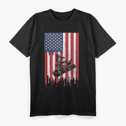 USA Flag ATV Four Wheeler Quad Bike Off-Road Adventure T-Shirt