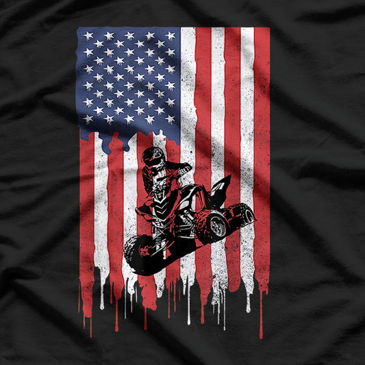 USA Flag ATV Four Wheeler Quad Bike Off-Road Adventure T-Shirt