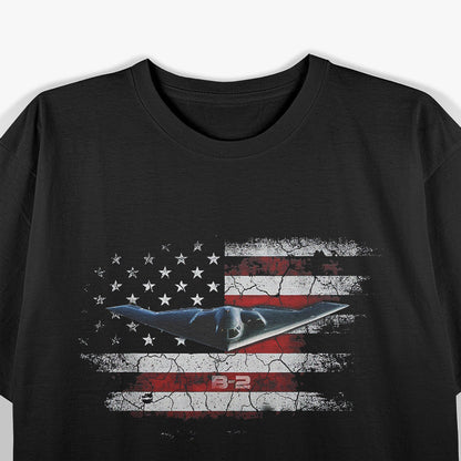 B-2 Spirit Bomber: Stealth & Power with US Flag T-Shirt