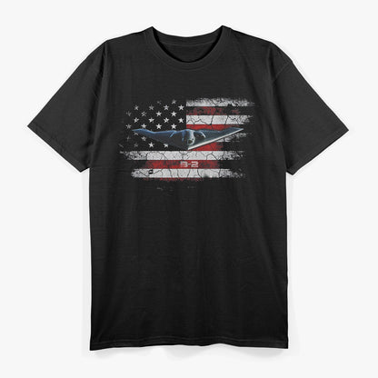 B-2 Spirit Bomber: Stealth & Power with US Flag T-Shirt