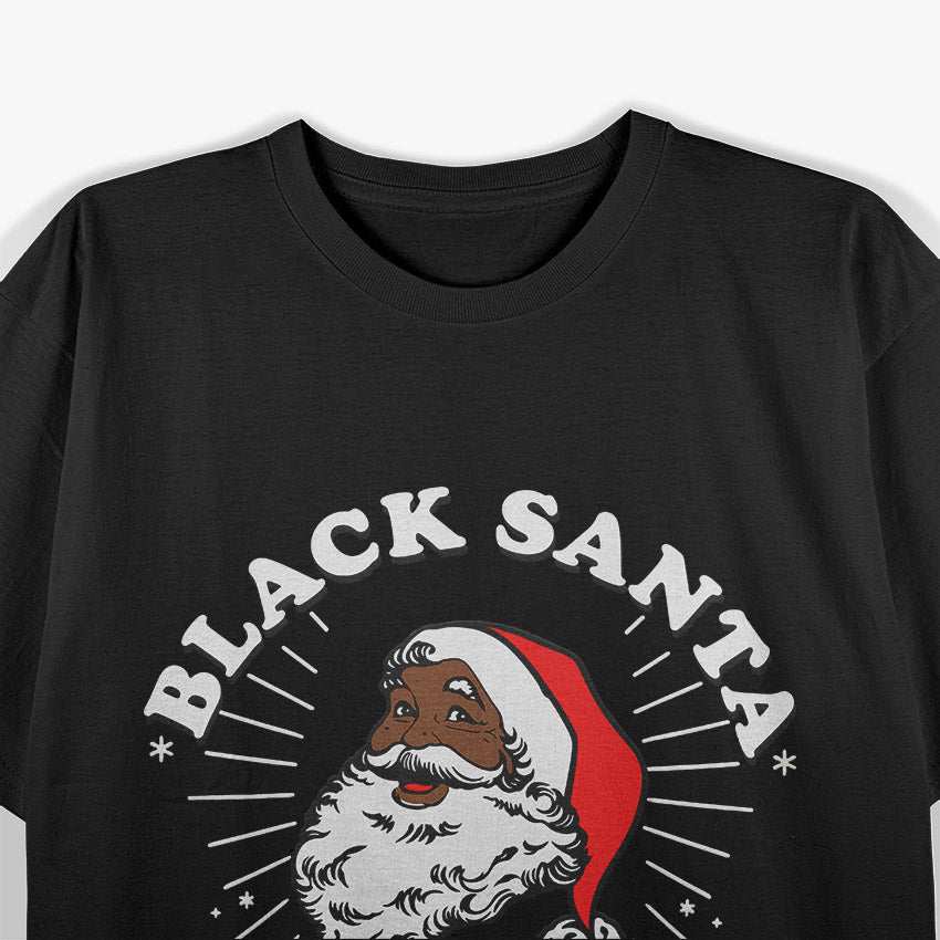 Black Santa – Line Art Holiday Christmas Graphic T-Shirt