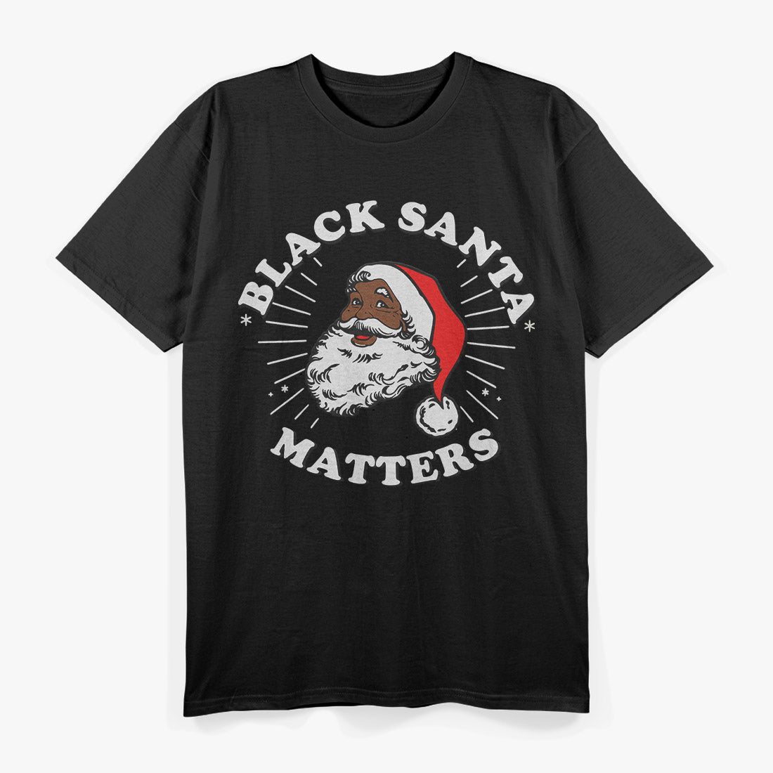 Black Santa – Line Art Holiday Christmas Graphic T-Shirt
