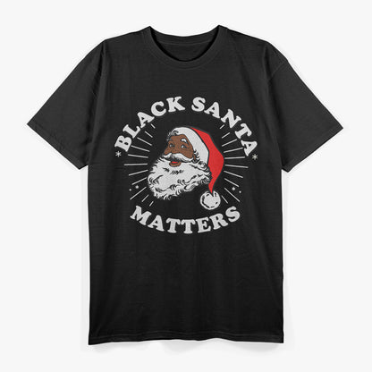 Black Santa – Line Art Holiday Christmas Graphic T-Shirt