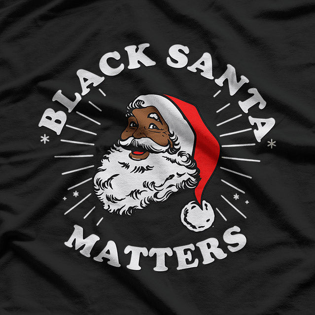 Black Santa – Line Art Holiday Christmas Graphic T-Shirt