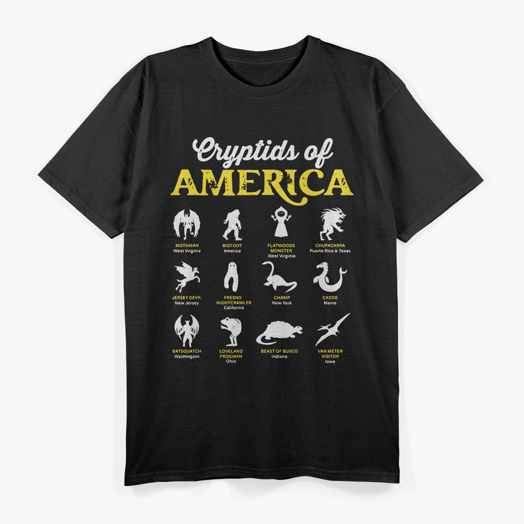 American Cryptids – Mothman Chupacabra Frogman Jersey Devil Love T-Shirt