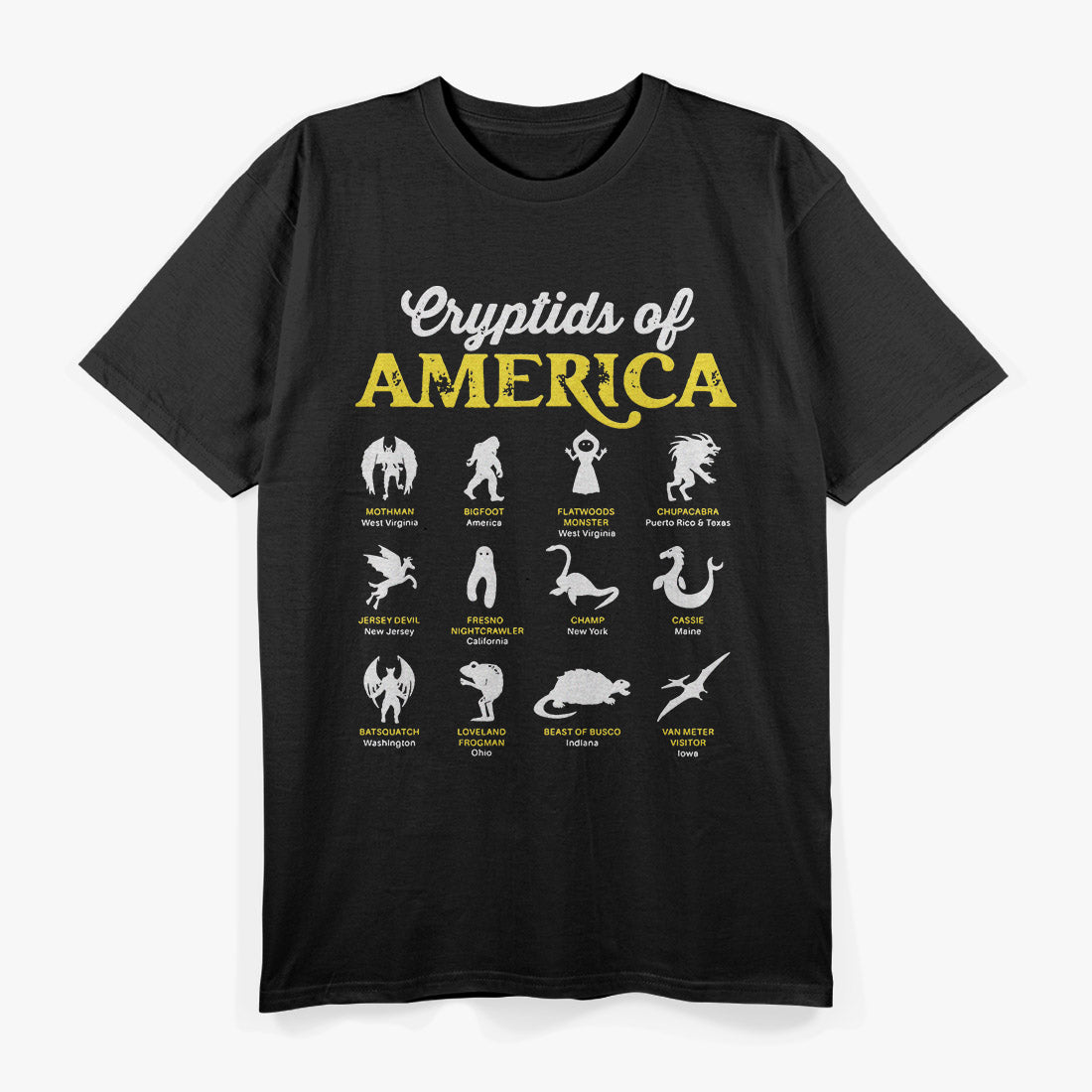 American Cryptids – Mothman Chupacabra Frogman Jersey Devil Love T-Shirt