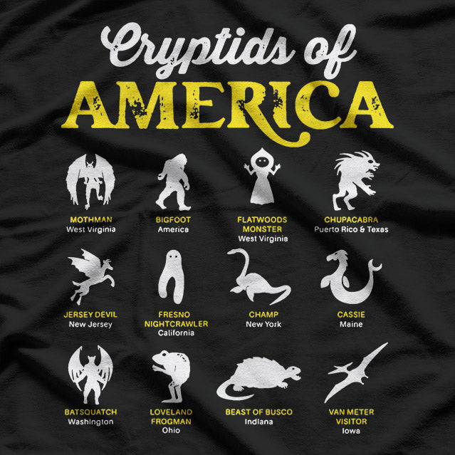 American Cryptids – Mothman Chupacabra Frogman Jersey Devil Love T-Shirt
