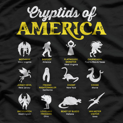 American Cryptids – Mothman Chupacabra Frogman Jersey Devil Love T-Shirt