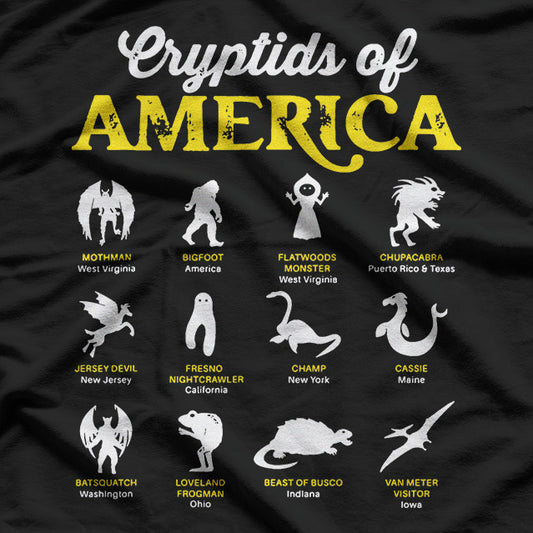 American Cryptids – Mothman Chupacabra Frogman Jersey Devil Love T-Shirt