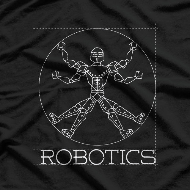 Da Vinci Vitruvian Robot Funny Robotics Engineer Science Geek T-Shirt