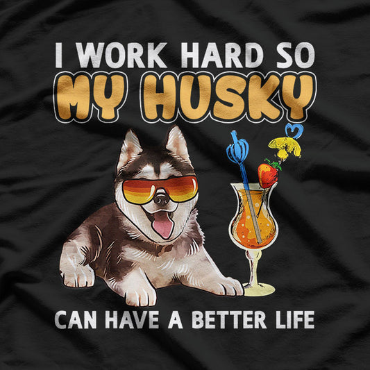 Quirky Husky with Attitude Funny Pet Lover Design T-Shirt