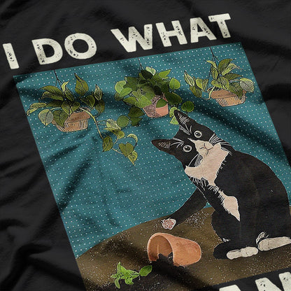 Funny Tuxedo Cat Gardening – Cute Cat Lover Gift T-Shirt