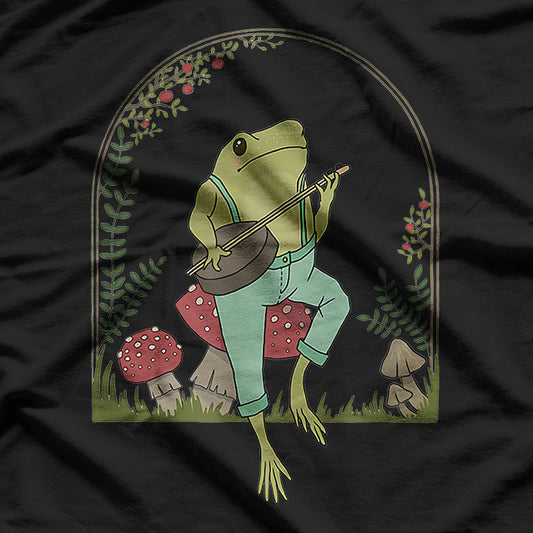 Frog Playing Banjo on Mushroom T-Shirt