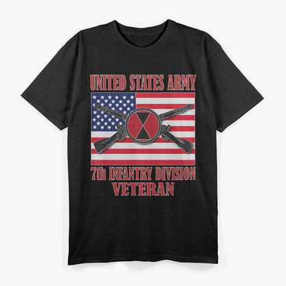 US Army 7th Infantry Division Veteran – American Flag T-Shirt