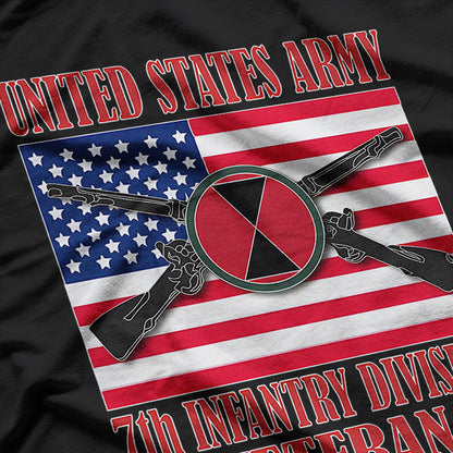 US Army 7th Infantry Division Veteran – American Flag T-Shirt