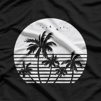 Vintage Birds Sunset Beach Palm Trees Aesthetic Summer T-Shirt