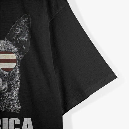 Patriotic Dog Celebrating Independence Day USA Flag T-Shirt