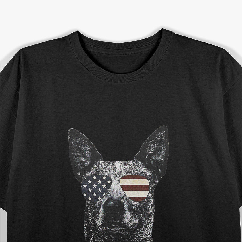 Patriotic Dog Celebrating Independence Day USA Flag T-Shirt