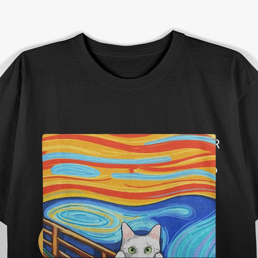 Funny Cat Scream Art - Feline Drama T-Shirt