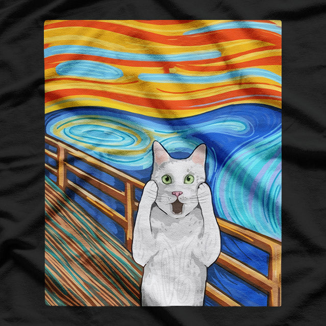 Funny Cat Scream Art - Feline Drama T-Shirt