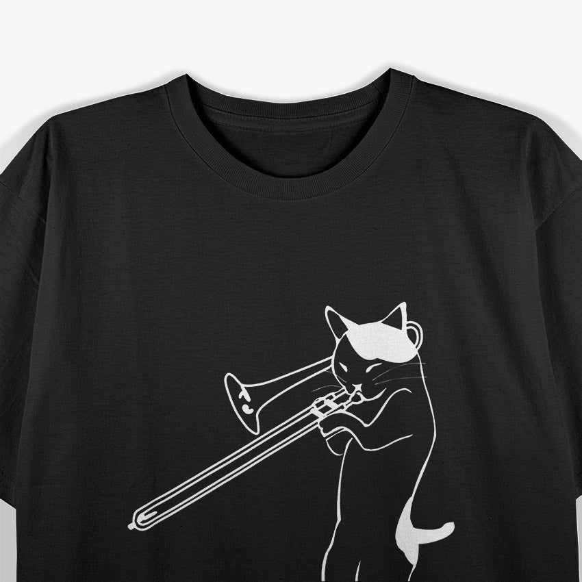 Funny Cat Playing Trombone Music Graphic T-Shirt