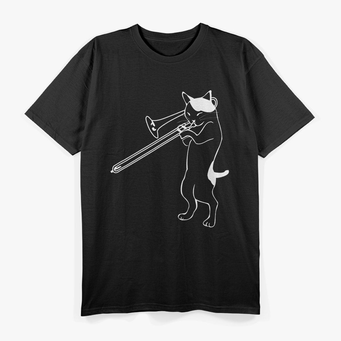 Funny Cat Playing Trombone Music Graphic T-Shirt