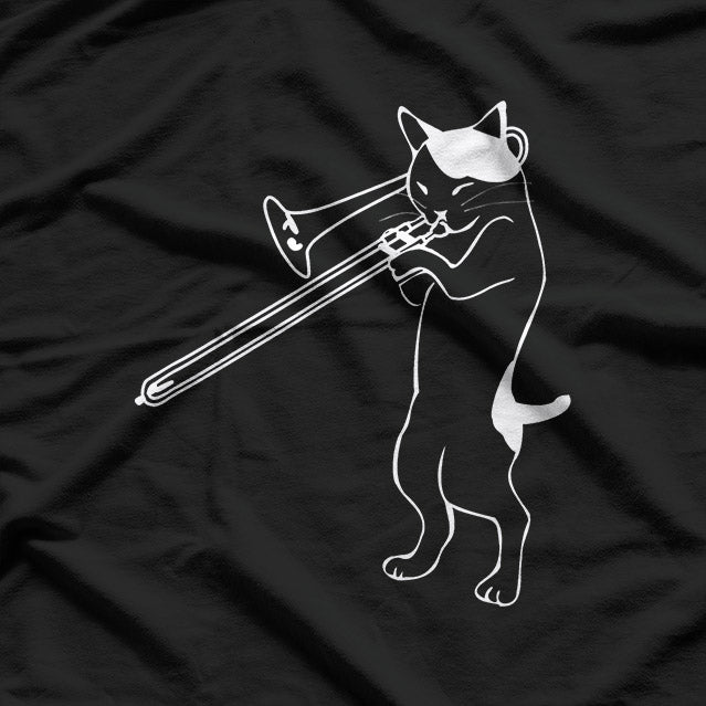 Funny Cat Playing Trombone Music Graphic T-Shirt