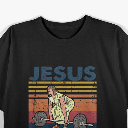 Jesus The Ultimate Deadlifter Vintage Gym Christian T-Shirt
