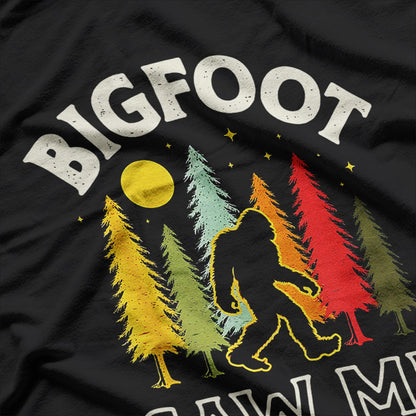 Bigfoot Saw Me Funny Sasquatch Retro Adventure Design T-Shirt