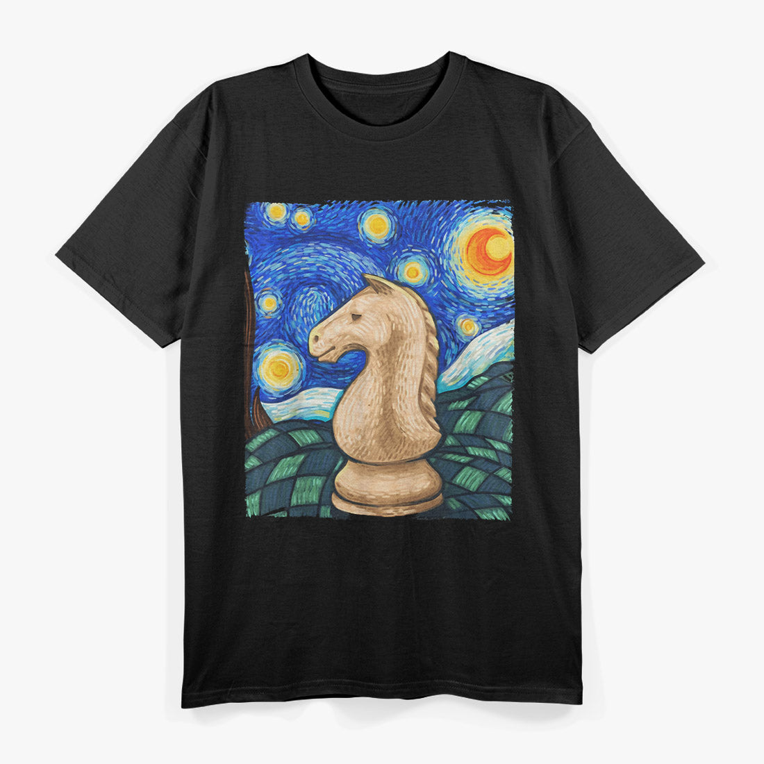 Starry Knight Funny Chess Design T-Shirt