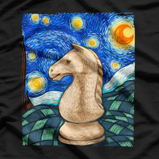 Starry Knight Funny Chess Design T-Shirt