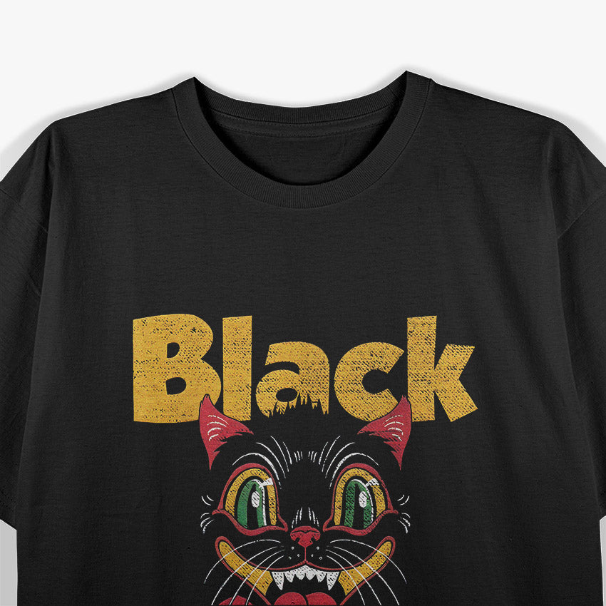 Vintage Retro Black Cat Retro Fireworks T-Shirt