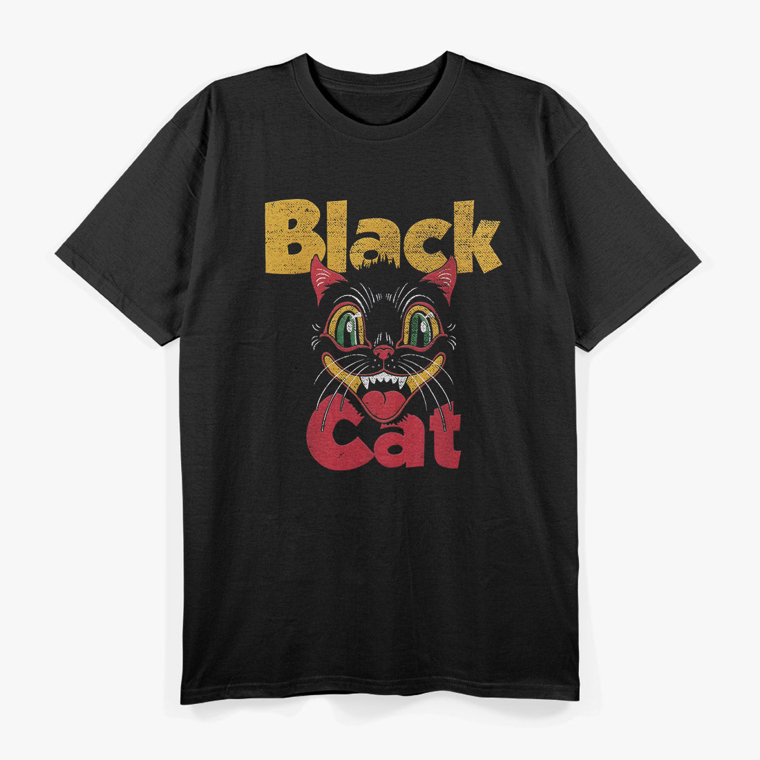Vintage Retro Black Cat Retro Fireworks T-Shirt