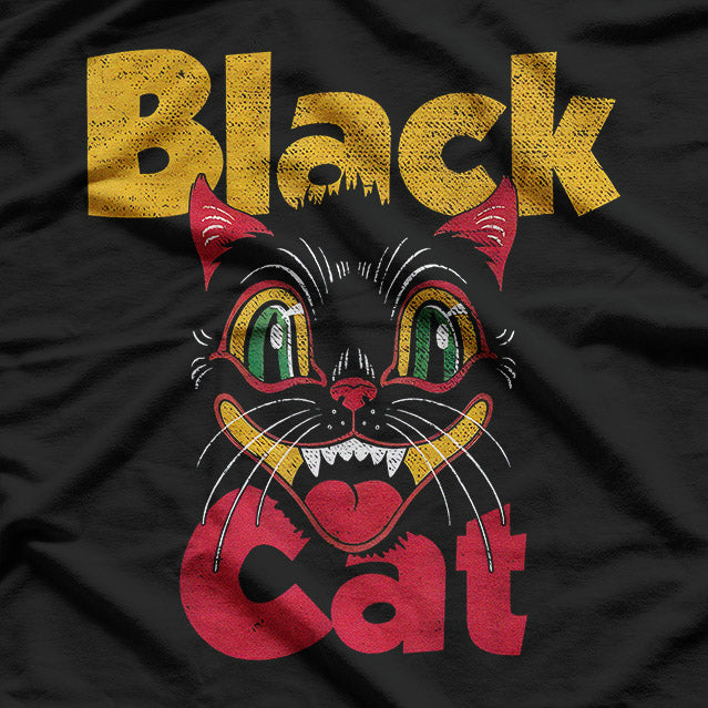 Vintage Retro Black Cat Retro Fireworks T-Shirt