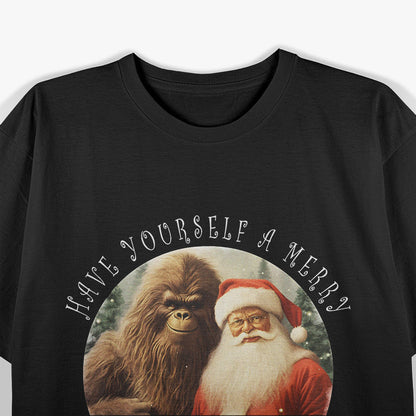 Merry Cryptid Christmas Quirky Holiday Sasquatch Design T-Shirt