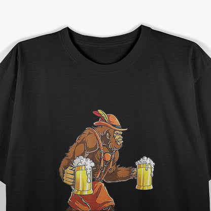 Bigfoot Lederhosen Oktoberfest Beer Fun Celebration T-Shirt