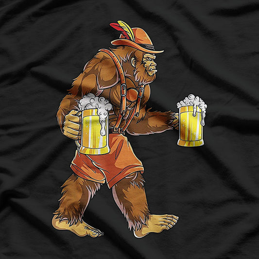 Bigfoot Lederhosen Oktoberfest Beer Fun Celebration T-Shirt