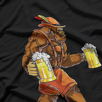 Bigfoot Lederhosen Oktoberfest Beer Fun Celebration T-Shirt