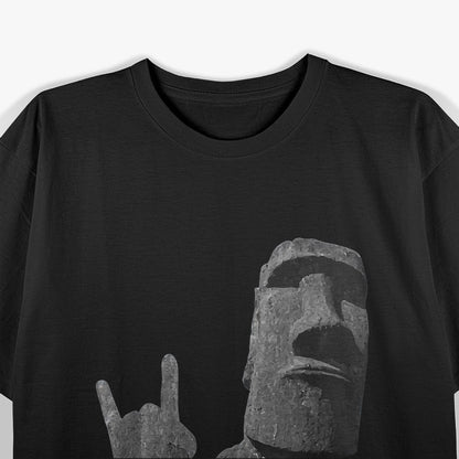 Funny Easter Island Sign Of The Horns Rocker Humor T-Shirt