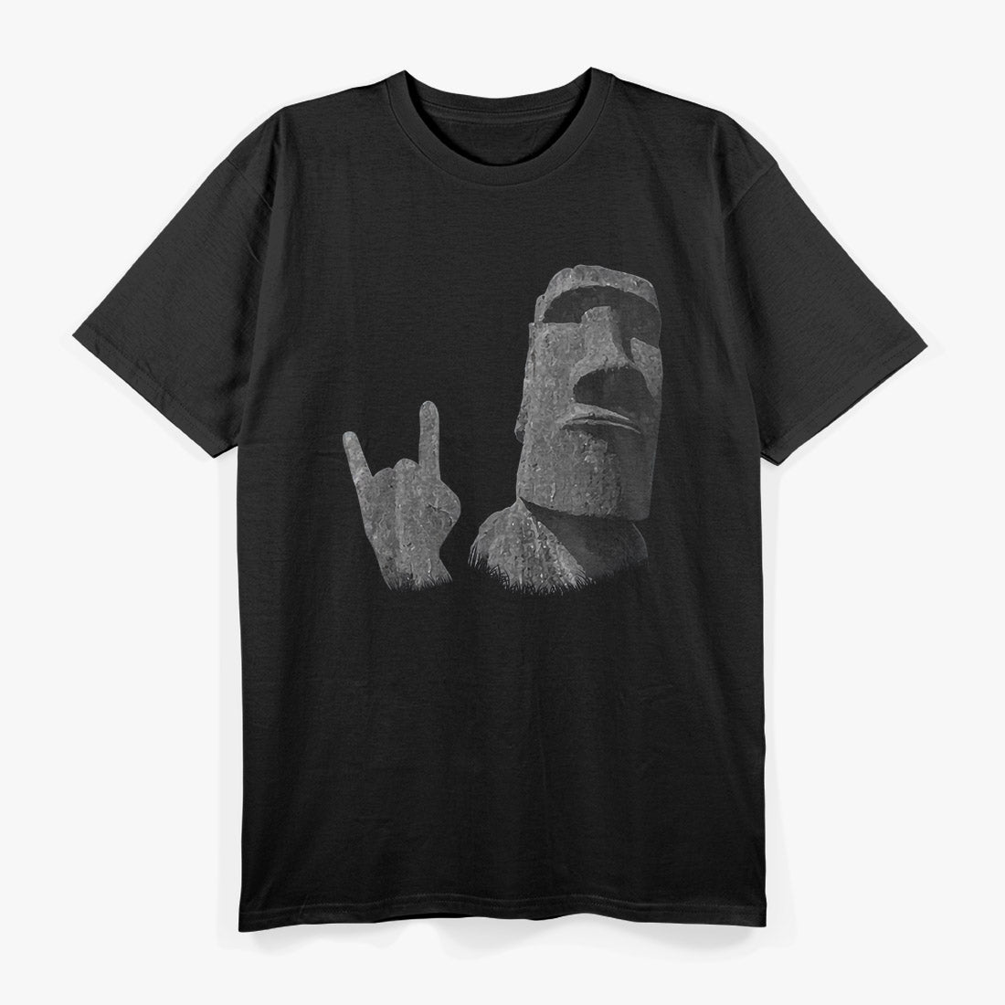 Funny Easter Island Sign Of The Horns Rocker Humor T-Shirt