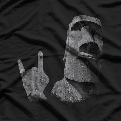 Funny Easter Island Sign Of The Horns Rocker Humor T-Shirt