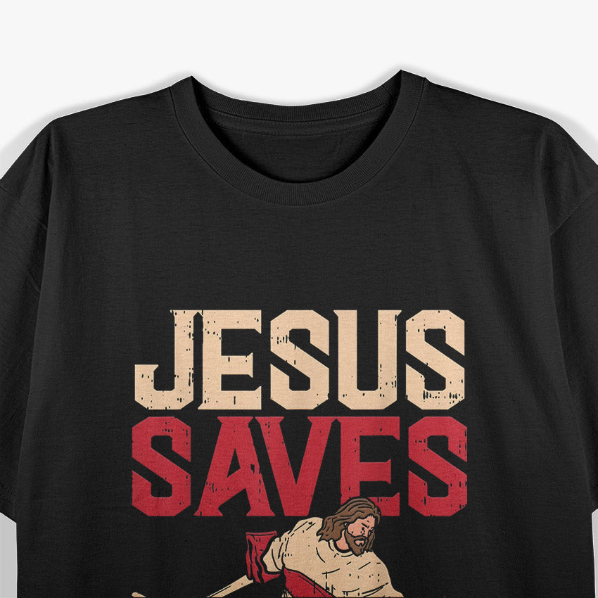 Jesus Saves Ice Hockey Goalie Christian T-Shirt