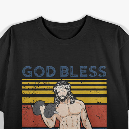 Funny Jesus Gym Religious Humor Fitness Enthusiast T-Shirt