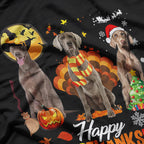Weimaraner Happy Hallothanksmas Fun Holiday Pet Lover T-Shirt