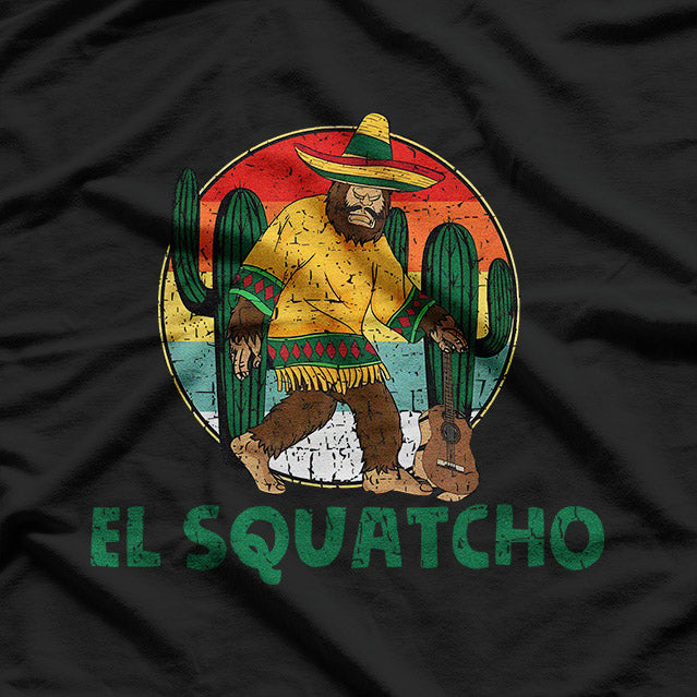 Squatcho Mexican Sasquatch Funny Hide And Seek Musician T-Shirt