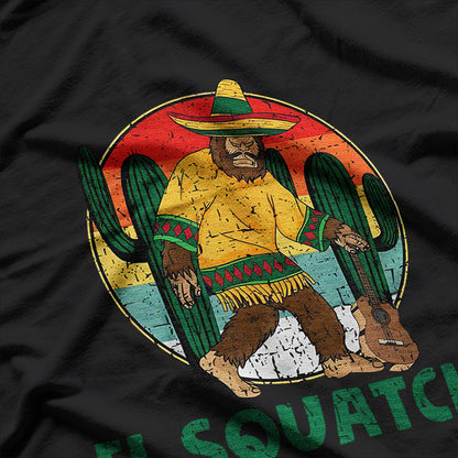 Squatcho Mexican Sasquatch Funny Hide And Seek Musician T-Shirt