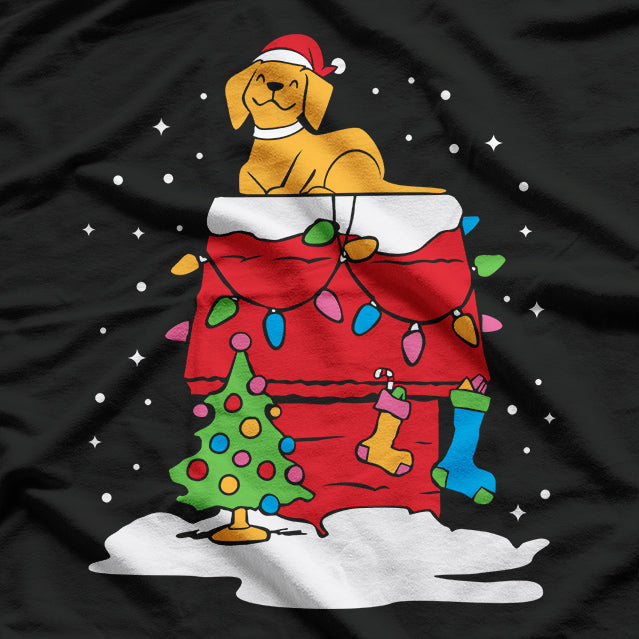 Golden Retriever in Christmas Lights Holiday T-Shirt