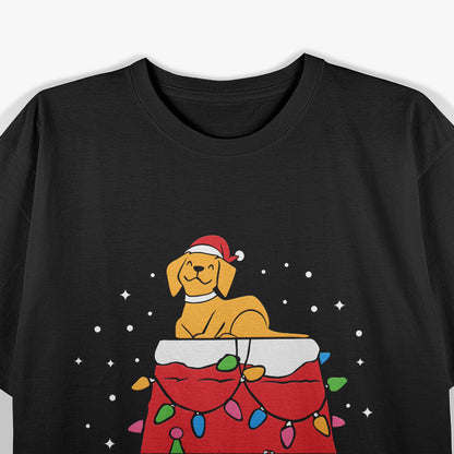 Golden Retriever in Christmas Lights Holiday T-Shirt