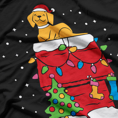 Golden Retriever in Christmas Lights Holiday T-Shirt