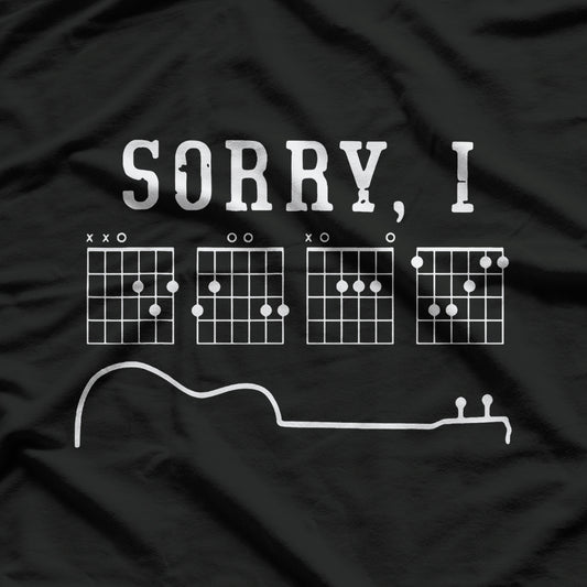 Sorry I-DGAF Funny Hidden Message Guitar Chords For Guitar Lover T-Shirt